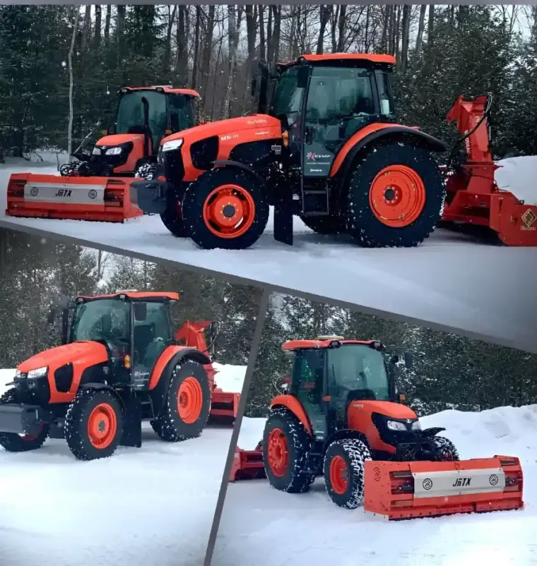 Steve Kemp snow removal tractor clearing a driveway in Sainte-Sophie